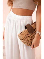 Dámske široké viskózové nohavice s elastickým pásom biele