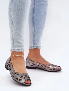Ażurowe Baleriny Z Odkrytymi Palcami Srebrne Calgis