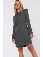 M755 Šaty s modelujúcim prešívaním - khaki farba