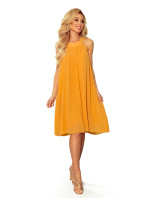 Šifónové šaty s viazaním Numoco ALIZEE - žlté