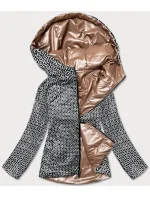 Svetlo hnedá dámska obojstranná bunda s kapucňou (B9793-46) Svetlo hnedá dámska obojstranná bunda s kapucňou (B9793-46)