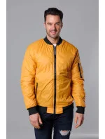 Tmavo žltá pánska bunda typu "bomber" s prešívanou podšívkou (AK95-22) Tmavo žltá pánska bunda typu "bomber" s prešívanou podšívkou (AK95-22)