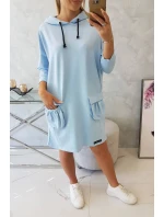 Šaty s kapucňou modré