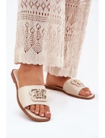Płaskie Klapki Damskie Z Ozdobnym Detalem Beżowe Nenitta