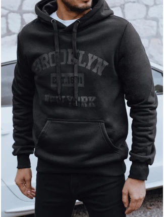 Pánska zateplená mikina s potlačou čierna FashionStreet BX5916 Pánska zateplená mikina s potlačou čierna FashionStreet BX5916