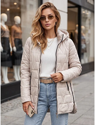 Dámska prešívaná bunda s odnímateľnou kapucňou, svetlosivá, FashionStreet TY5792 Dámska prešívaná bunda s odnímateľnou kapucňou, svetlosivá, FashionStreet TY5792