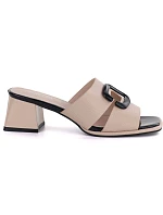 Dámske žabky na podpätku béžové Vinceza 62284