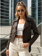 Dámska kožená bunda TY5647 hnedá - FashionStreet