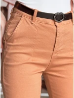 Dámske bavlnené nohavice slim fit s opaskom TAIRONIK brick FashionStreet UY2543