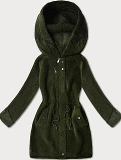 Vlnená bunda z alpaky s kapucňou army (W214#)