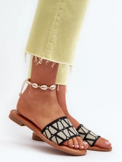 Klapki Damskie Na Płaskim Obcasie Czarne Traivea