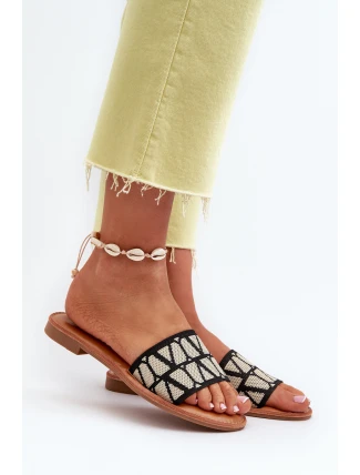 Klapki Damskie Na Płaskim Obcasie Czarne Traivea