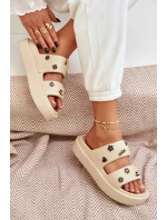 Piankowe Klapki Damskie Z Przypinkami Beżowe Ravanala