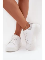Sneakersy Damskie Na Platformie Big Star SS274245 Biało-Srebrne