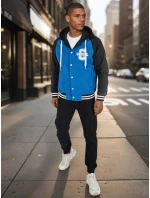 Pánska bunda bomber s kapucňou modrá FashionStreet TX5023