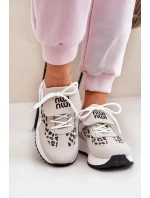 Buty Sportowe Sneakersy Damskie Na Platformie Panterka Biało-Beżowe Pumbes