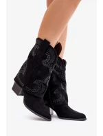 Zdobené členkové kovbojské topánky S.Barski Black