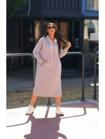 Dlhé šaty s kapucňou šedý