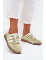 Niskie Skórzane Sneakersy Damskie Limonkowe Ismina