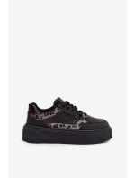 Damskie Sneakersy Na Platformie Big Star SS274358 Panterka Czarne