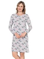 Dámska nočná košeľa CHR-K 3022 šedá s plameniakmi - Christina Secret