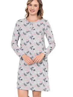 Dámska nočná košeľa CHR-K 3022 šedá s plameniakmi - Christina Secret