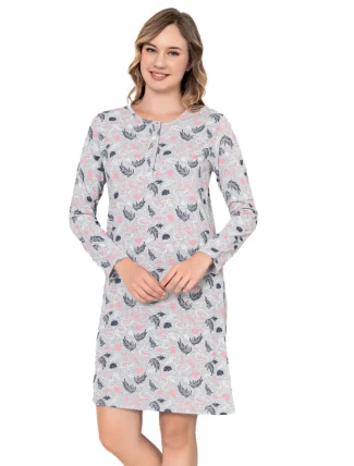 Dámska nočná košeľa CHR-K 3022 šedá s plameniakmi - Christina Secret