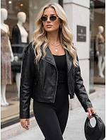 Dámska bunda v štýle „Ramones“ z ekokože, čierna, FashionStreet TY5919 Dámska bunda v štýle „Ramones“ z ekokože, čierna, FashionStreet TY5919