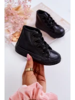 Detské kožené vysoké tenisky Black Marney