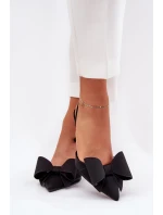 Szpilki Z Odkrytymi Piętami I Kokardką Czarne Eklevia