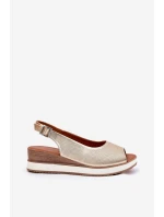 Skórzane Sandały Na Koturnie Artiker 56C2312 Złote