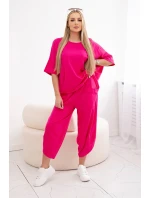 Súprava bavlnená blúzka + nohavice fuchsiová Súprava bavlnená blúzka + nohavice fuchsiová