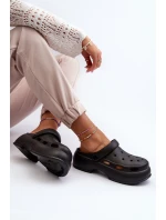 Piankowe Klapki Damskie Na Masywnej Podeszwie Czarne Danollia