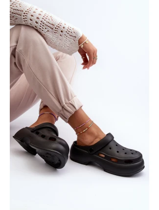 Piankowe Klapki Damskie Na Masywnej Podeszwie Czarne Danollia