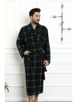 Pánsky župan 1007 zelené káro - CoCoon Pánsky župan 1007 zelené káro - CoCoon