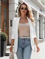 Dámske klasické sako s volánovými rukávmi ecru FashionStreet PY0136 Dámske klasické sako s volánovými rukávmi ecru FashionStreet PY0136