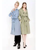 Dvojradový kabát v khaki farbe s opaskom (AG3-011) Dvojradový kabát v khaki farbe s opaskom (AG3-011)