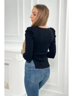 Blúzka s buffovými rukávmi čierna