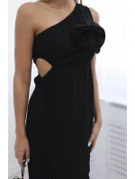 Plisované šaty s kvetinovou čiernou