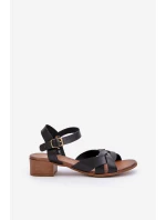 Kožené sandále s jemným podpätkom Zazoo 40372 Black Kožené sandále s jemným podpätkom Zazoo 40372 Black