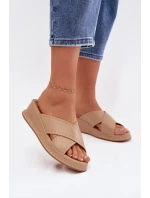Zdobené dámské sandály na platformě z eko kůže Béžové Calorissa