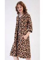Dámske domáce šaty s trojštvrťovým rukávom Leopard