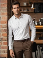 Pánska biela košeľa FashionStreet DX2437 Pánska biela košeľa FashionStreet DX2437