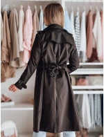 Dámsky dlhý kabát s opaskom SLIMFOTA black FashionStreet NY0747