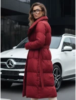 Dámsky dlhý prešívaný kabát FAVI bordová FashionStreet TY4961