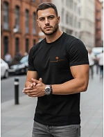 Pánske bavlnené tričko s minimalistickou potlačou čierne FashionStreet NX0156R Pánske bavlnené tričko s minimalistickou potlačou čierne FashionStreet NX0156R