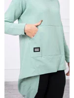 Mikina s kapucňou s dlhým zadným dielom tmavo mätová Mikina s kapucňou s dlhým zadným dielom tmavo mätová