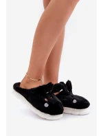 Futrzane Kapcie Z Motywem Króliczka Czarne Natasha