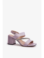 Dámske elegantné sandále na vysokom podpätku fialové D&A