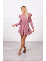 Šaty so zvislými volánmi tmavo ružové